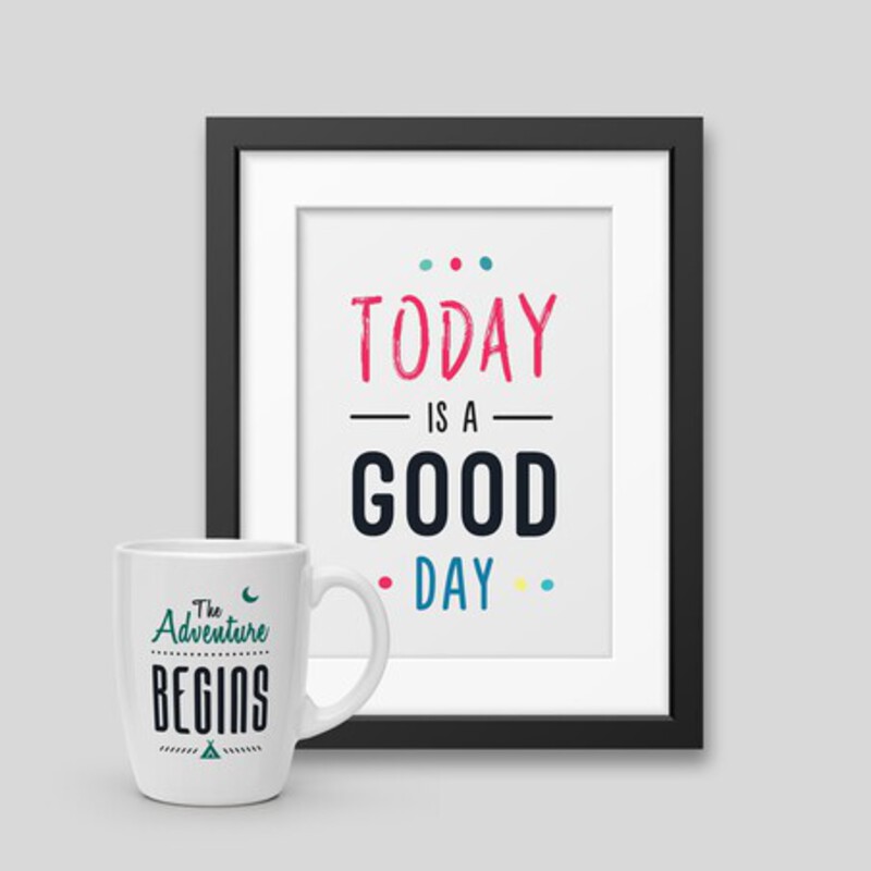 Pack Mug and Framed Poster featuring motivational quotes for home decor.