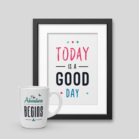 Pack Mug and Framed Poster featuring motivational quotes for home decor.